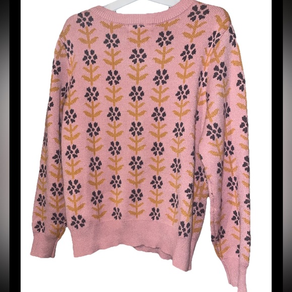 River Valley Designs Pink Floral Button Cardigan Sweater Crew Neck Women’s S - Picture 4 of 4